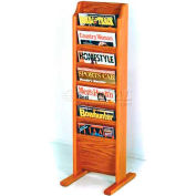 Wooden Mallet Cascade™ Free-Standing 7 Pocket Magazine Rack, Medium Oak