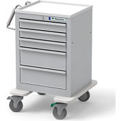 Waterloo Healthcare 5-Drawer Steel Junior Short Economy Medical Cart, Key Lock, Light Gray