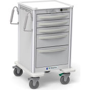 Waterloo Healthcare 5-Drawer Aluminum Junior Medium Nurse Server Cart, Push Button Lock, Light Gray