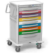 Waterloo Healthcare 9-Drawer Aluminum X-Tall Pediatric Emergency Cart, Lever Lock, Multi-Color