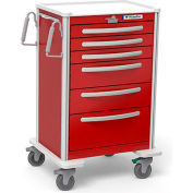 Waterloo Healthcare 6-Drawer Aluminum X-Tall Emergency Cart, Lever Lock, Red