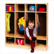 Four Section Laminated Plywood Coat Locker, 48"W x 12"D x 48"H, Natural