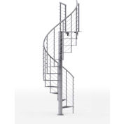 Global Industrial Hayden 42"H Platform Rail Spiral Stair Kit,42"Dia, 11-3/4'H, Alum Rails, Gry