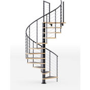 Global Industrial Hayden 36"H Platform Rail Spiral Stair Kit,60"Dia, 12'H, Alum. Handrail, Blk