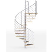 Global Industrial Hayden 42"H Platform Rail Spiral Stair Kit, 60"Dia, 16-1/2'H, Wht