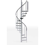 Global Industrial Exterior 36"H Platform 2 Rail Spiral Stair Kit,42"Dia, 11-1/4'H, Vinyl Rails