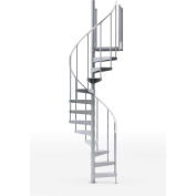 Global Industrial Exterior 42"H Platform 2 Rail Spiral Stair Kit, 42"Dia, 12-3/5'H, Alum Rails