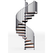 Global Industrial Reroute 36"H Platform 2 Rails Spiral Stair Kit, 60"Dia, 11-1/4'H, 9 Treads