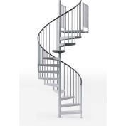Global Industrial Exterior 36"H Platform Rail Spiral Stair Kit, 60"Dia, 12-5/6'H, Vinyl Rail
