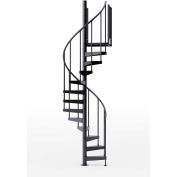 Global Industrial Condor 36"H Platform 2 Rails Spiral Stair Kit, 42"Dia, 12-5/6'H, Black