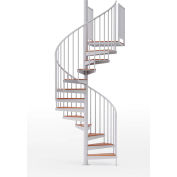 Global Industrial Condor 36"H Platform Rail Spiral Stair Kit, 60"Dia, 14'H, Oak Covers, Wht
