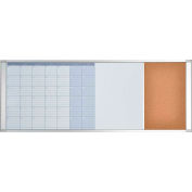 MasterVision Combo Cubicle Planning Board - Monthly Format - 18" x 47" - Aluminum Frame