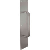 Rockwood Pull Plate, 4"L x 16"H x 1, Satin Stainless Steel, 8" CTC