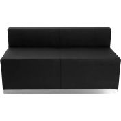 Flash Furniture Armless Modular Loveseat - Leather - Black - Hercules Alon Series