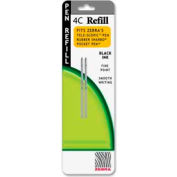 Zebra 4C Refill For Tele-Scopic and Rubber Sharbo Pocket Pen, Fine Point, Black Ink, 2/Pack