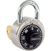 Zephyr 1925 Combination Padlock 13/16" Shackle with Control Key Option - Black Dial - Pkg Qty 10