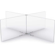 Marvel Four Way Table Divider/Sneeze Guard - 48"W x 48"D x 24"H - Clear