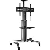 Loctek® P2 Luxus Series Mobile TV Cart with DVD Shelf and Camera Shelf, Black/Silver