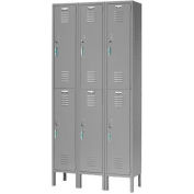 Global Industrial Capital® Double Tier 6 Door Locker, 12"Wx15"Dx36"H, Gray, Unassembled