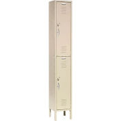 Global Industrial Capital® Locker Double Tier 12x18x36 2 Door Ready To Assemble Tan