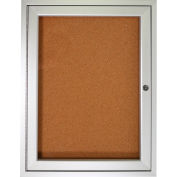 Ghent Enclosed Bulletin Board - 3 Door - Natural Cork w/Silver Frame ...