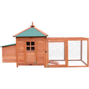 Hanover Wooden Chicken Coop with Ramp, Nesting Box, Wire Mesh Run and Waterproof Roof