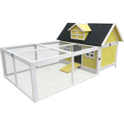 Hanover Outdoor Wooden Chicken Coop with Ramp, Large Wire Mesh Run and Waterproof Roof