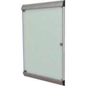 Ghent Silhouette Enclosed Bulletin Board - Silver Vinyl w/Satin Frame - 42" x 28"
