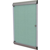 Ghent Silhouette Enclosed Bulletin Board - Stone Vinyl w/Satin Frame - 42" x 28"