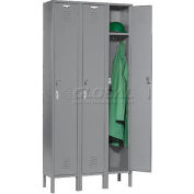 Global Industrial Capital® Single Tier 3 Door Locker, 12"Wx15"Dx72"H, Gray, Unassembled