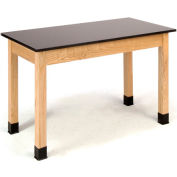 NPS Science Lab Table - Phenolic Top - 72"L x 24"W x 30"H - Black w/ Oak Legs