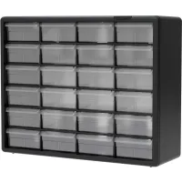 Akro-Mils 24 Cabinet 10724, Plastic Parts Storage Hardware and Craft  Cabinet, (20-Inch W x 6-Inch D x 16-Inch H), Black