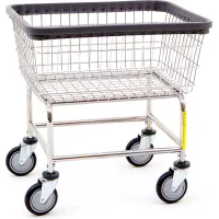 R&B Wire® Standard Capacity Wire Laundry Cart, 2.5 Bushel, Chrome