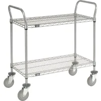 2 Shelf Utility Black Cart with Large Pneumatic Wheels