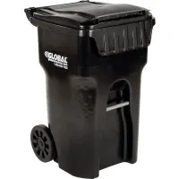 Global Industrial Mobile Heavy Duty Trash Container, 65 Gallon, Blue