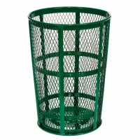 Global Industrial™ Outdoor Diamond Steel Trash Can With Flat Lid, 36  Gallon, Green