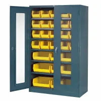 Global Industrial™ Security Work Center & Storage Cabinet - Shelves, 4  Drawers, Yellow/Red Bins