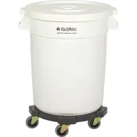 Global Industrial™ Plastic Trash Can with Lid & Dolly - 20 Gallon Yellow