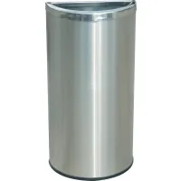 Precision® Stainless Steel Half-Moon Open Top Trash Can, 8 Gallon