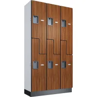 Global Industrial™ Z-Style 2-Tier 6 Door Wood Locker, 36