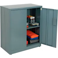 Global Industrial 500434 - Locking Storage Cabinet 36W x 18D x 42H with 12 Yellow Stacking Bins and 2 Shelves Assembled