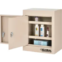 Global Industrial&#153; Small Narcotics Cabinet, Double Door/Double Lock, 12&quot;W x 8&quot;D x 15&quot;H, Beige