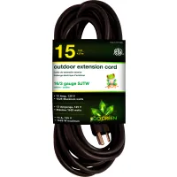 GoGreen Power 16/3 SJTW 15ft Heavy Duty Extension Cord, GG-13715BK