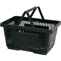 Blue Plastic Shopping Basket with Plastic Handle, Large, 19-3/8LX  13-1/4WX 10H - Lot of 12