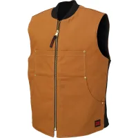 Tough Duck Moto Vest, 4 Pockets, Cotton/Polyester, S, Brown