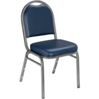 NPS Banquet Stacking Chair - 2 Vinyl Seat - Dome Back - Blue Seat with  Silver Frame - Pkg Qty 4