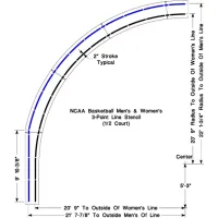 Newstripe NCAA Basketball 6' Center Circle Stencil, 1/8 Thick, PolyTough, Plastic, White