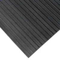 Rubber-Cal Fine-rib Corrugated Rubber Floor Mats - 1/8 in x 4 ft x 15 ft Black Rubber Runners