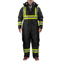Tingley® Insulated Cold Gear Coverall, 2XL, Black/Fluorescent