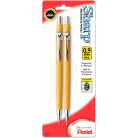 Pentel® Sharp Mechanical Pencil, 0.9 mm, HB (#2.5), Black Lead, Yellow  Barrel, 2/Pack